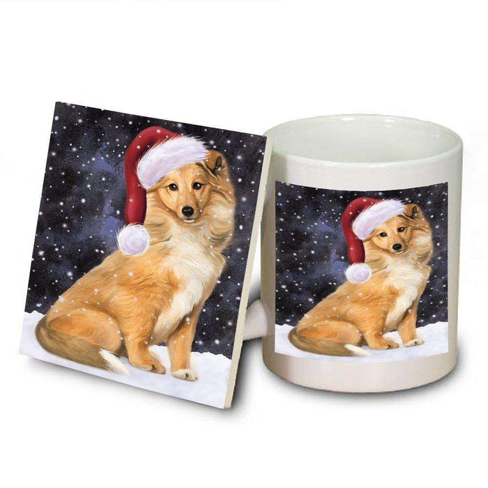 Let It Snow Happy Holidays Collie Dog Christmas Mug and Coaster Set MUC0383