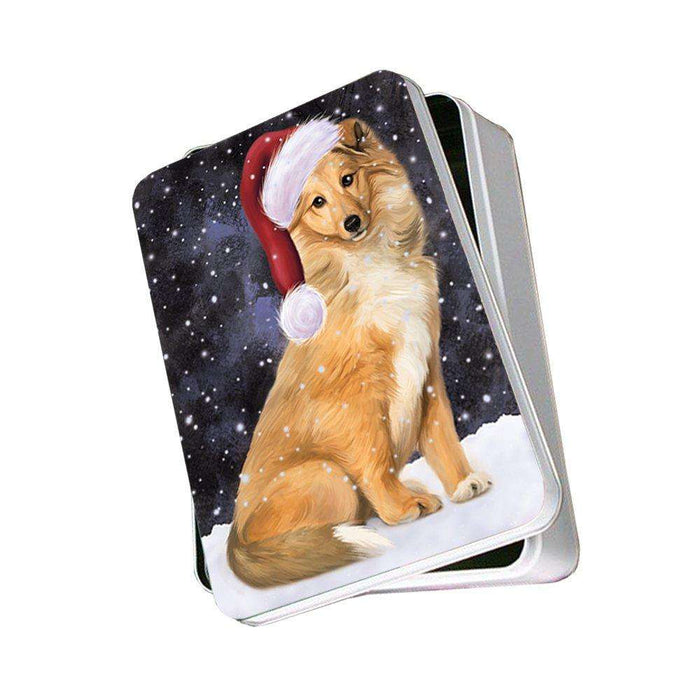 Let It Snow Happy Holidays Collie Dog Christmas Photo Storage Tin PTIN0383