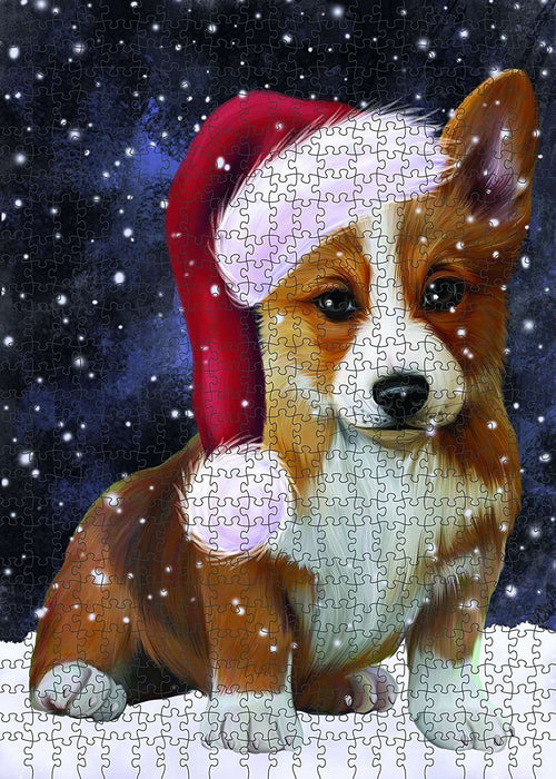 Let It Snow Happy Holidays Corgi Dog Christmas Puzzle with Photo Tin PUZL480