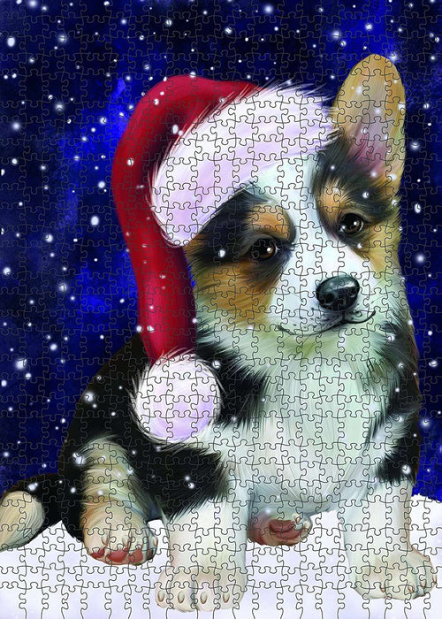 Let It Snow Happy Holidays Corgi Dog Christmas Puzzle with Photo Tin PUZL483