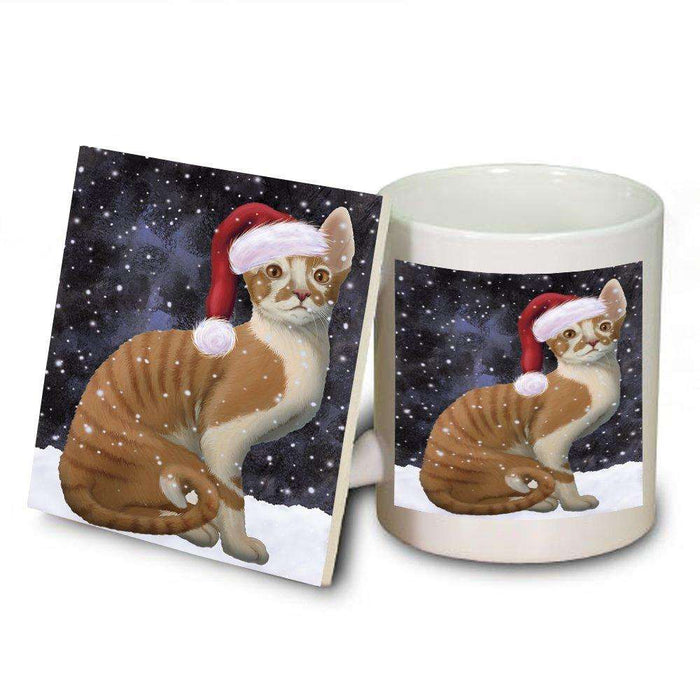 Let It Snow Happy Holidays Cornish Rex Cat Christmas Mug and Coaster Set MUC0384