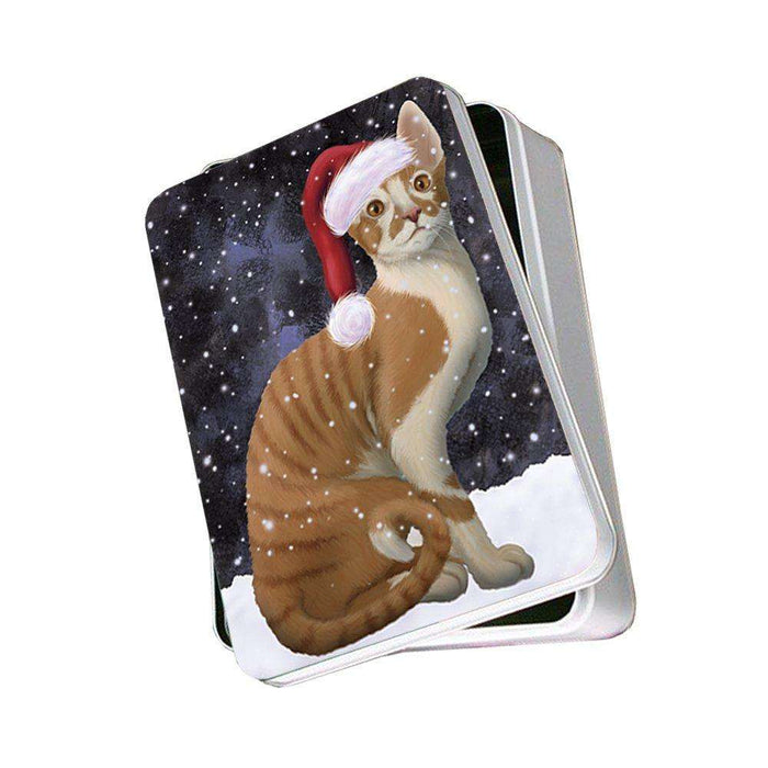 Let It Snow Happy Holidays Cornish Rex Cat Christmas Photo Storage Tin PTIN0384