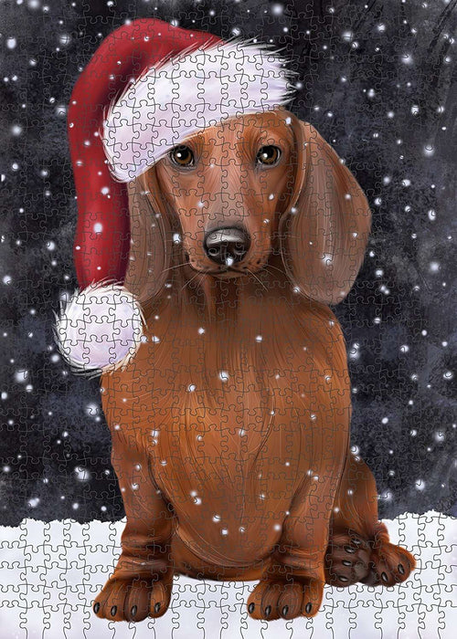Let It Snow Happy Holidays Dachshund Dog Christmas Puzzle with Photo Tin PUZL2106