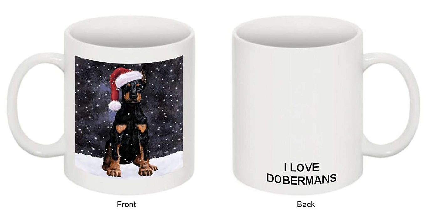 Let It Snow Happy Holidays Dobermann Dog Christmas Mug CMG0715