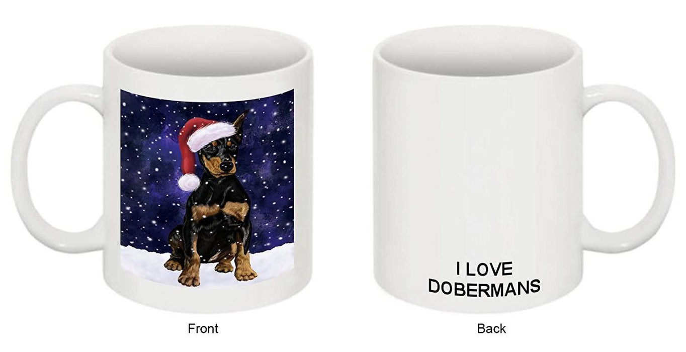 Let It Snow Happy Holidays Dobermann Dog Christmas Mug CMG0716