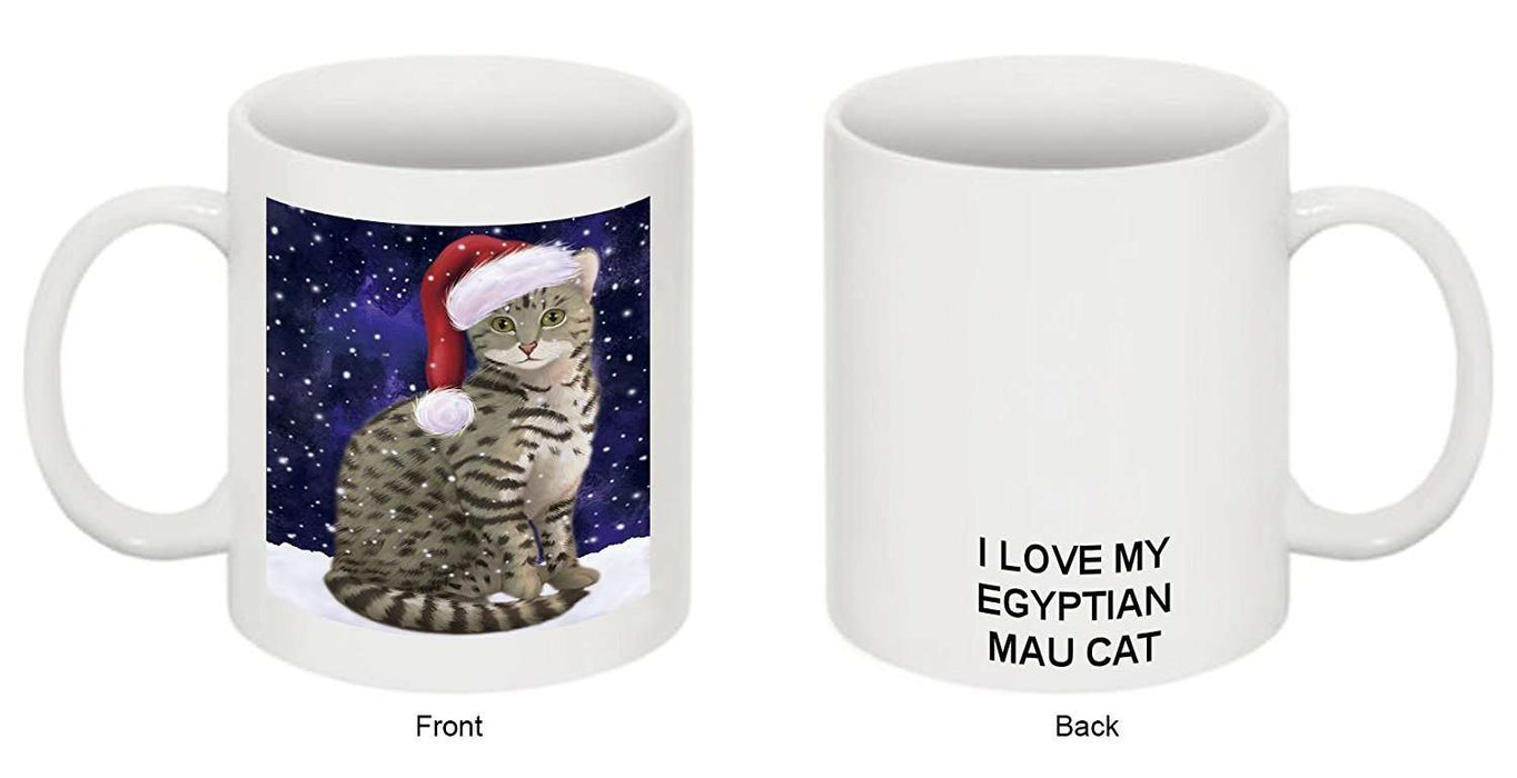 Let It Snow Happy Holidays Egyptian Mau Cat Christmas Mug CMG0387