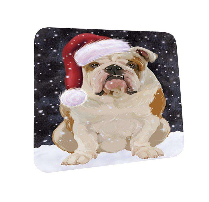 Let It Snow Happy Holidays English Bulldog Christmas Coasters CST309 (Set of 4)