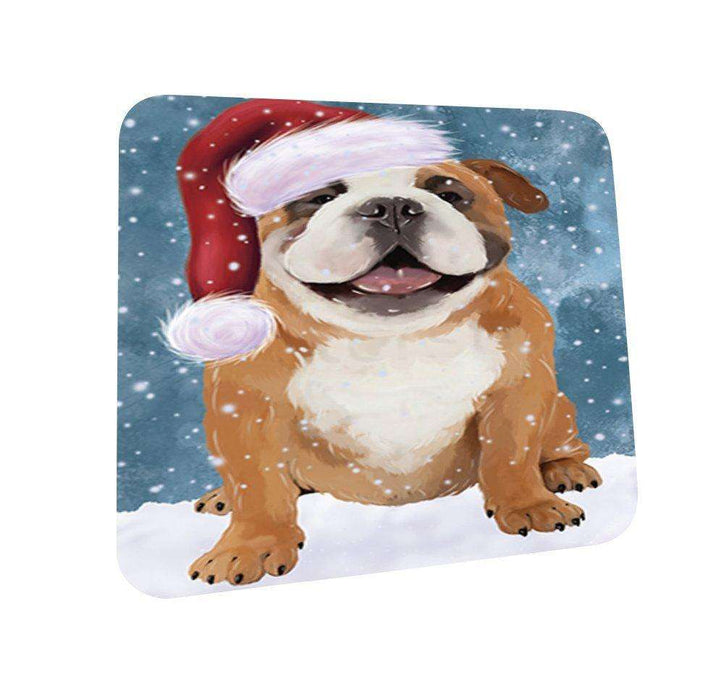 Let It Snow Happy Holidays English Bulldog Christmas Coasters CST311 (Set of 4)
