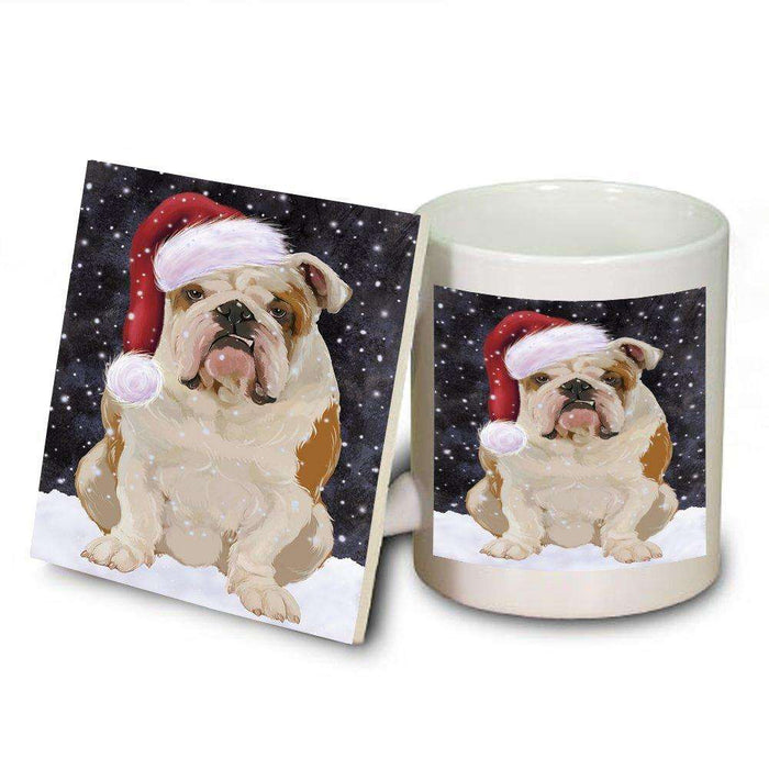 Let It Snow Happy Holidays English Bulldog Christmas Mug and Coaster Set MUC0437