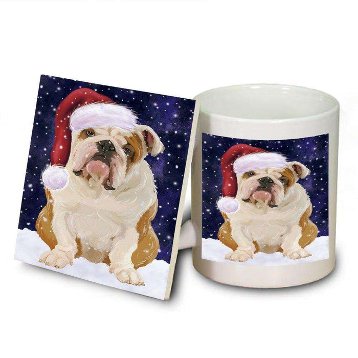 Let It Snow Happy Holidays English Bulldog Christmas Mug and Coaster Set MUC0438