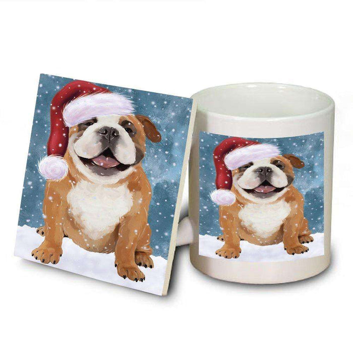 Let It Snow Happy Holidays English Bulldog Christmas Mug and Coaster Set MUC0439
