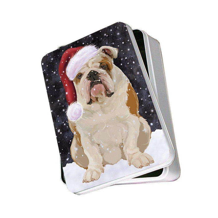 Let It Snow Happy Holidays English Bulldog Christmas Photo Storage Tin PTIN0437