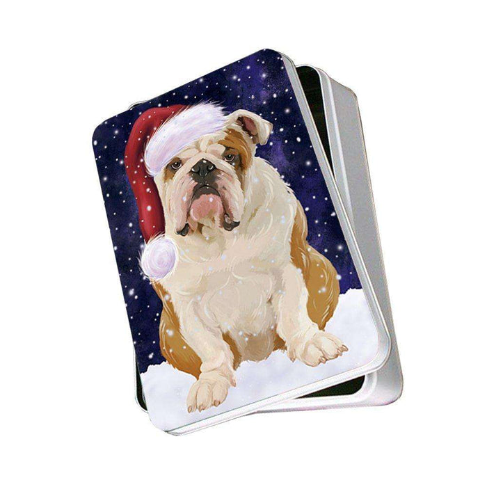 Let It Snow Happy Holidays English Bulldog Christmas Photo Storage Tin PTIN0438