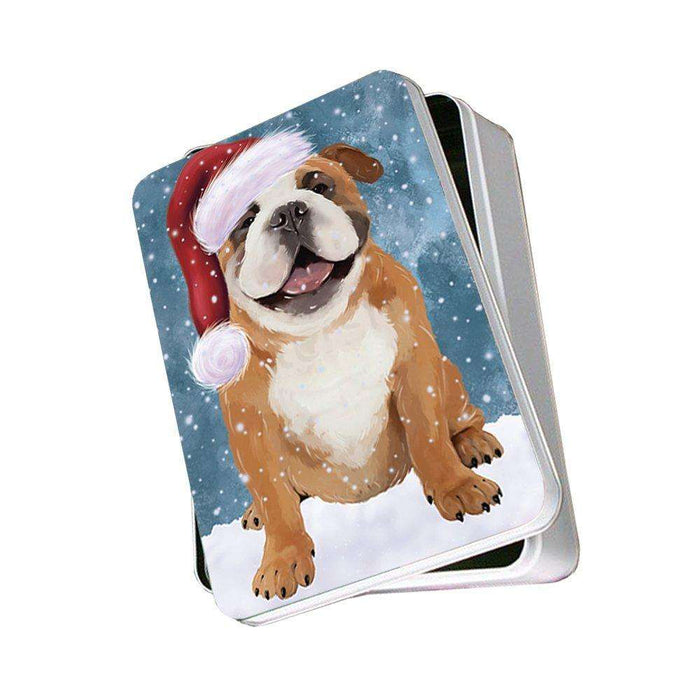 Let It Snow Happy Holidays English Bulldog Christmas Photo Storage Tin PTIN0439