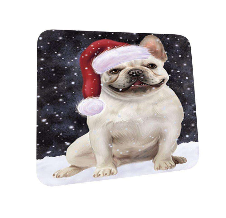 Let It Snow Happy Holidays French Bulldog Christmas Coasters CST313 (Set of 4)