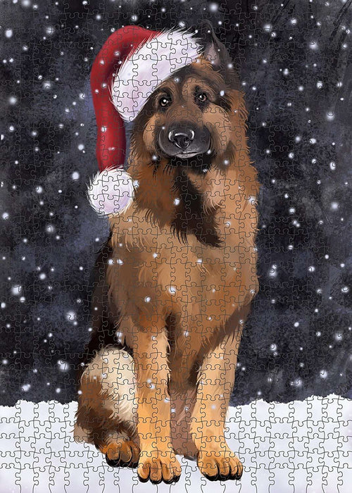 Let It Snow Happy Holidays German Shepherd Dog Christmas Puzzle with Photo Tin PUZL2121