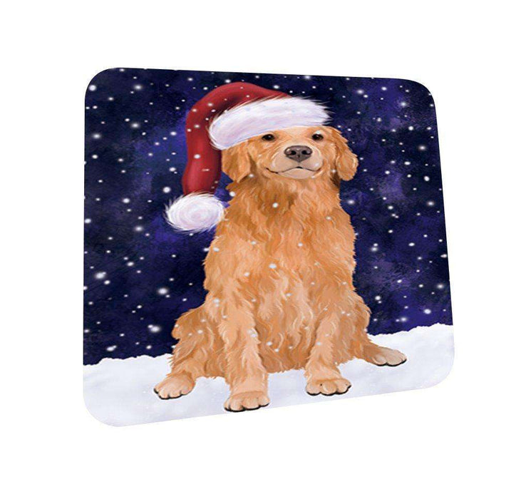 Let It Snow Happy Holidays Golden Retriever Dog Christmas Coasters CST183 (Set of 4)