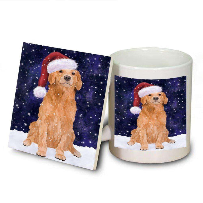 Let It Snow Happy Holidays Golden Retriever Dog Christmas Mug and Coaster Set MUC0277