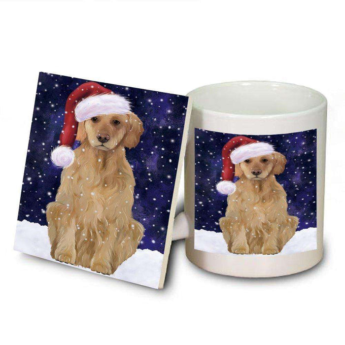 Let It Snow Happy Holidays Golden Retriever Dog Christmas Mug and Coaster Set MUC0443