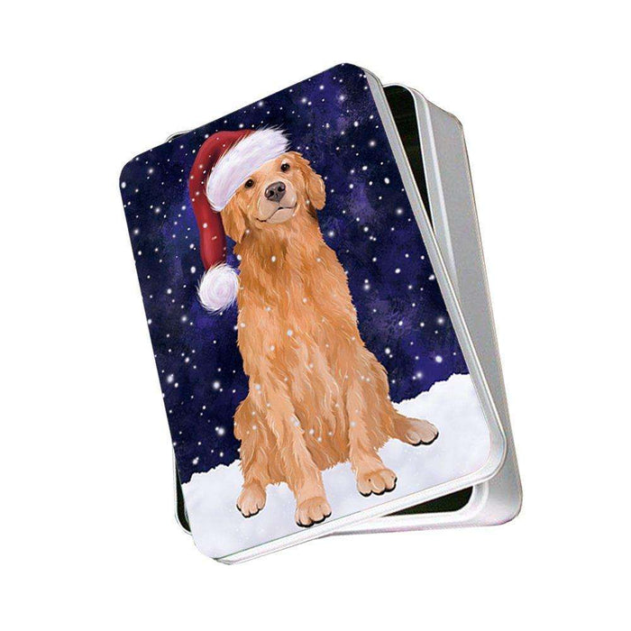 Let It Snow Happy Holidays Golden Retriever Dog Christmas Photo Storage Tin PTIN0277