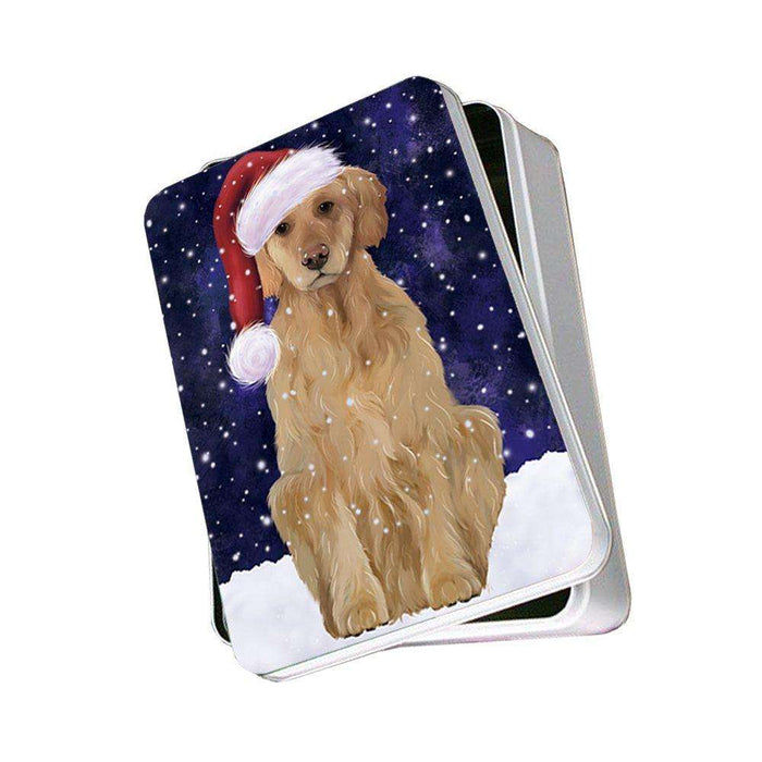 Let It Snow Happy Holidays Golden Retriever Dog Christmas Photo Storage Tin PTIN0443