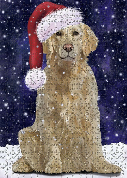 Let It Snow Happy Holidays Golden Retriever Dog Christmas Puzzle with Photo Tin PUZL2127