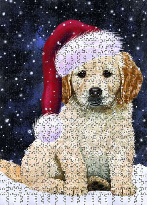 Let It Snow Happy Holidays Golden Retriever Dog Christmas Puzzle with Photo Tin PUZL552