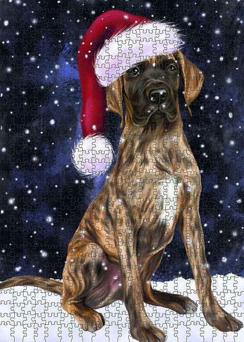 Let It Snow Happy Holidays Great Dane Dog Christmas Puzzle with Photo Tin PUZL561