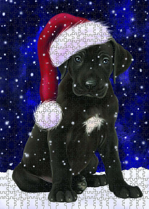 Let It Snow Happy Holidays Great Dane Dog Christmas Puzzle with Photo Tin PUZL564