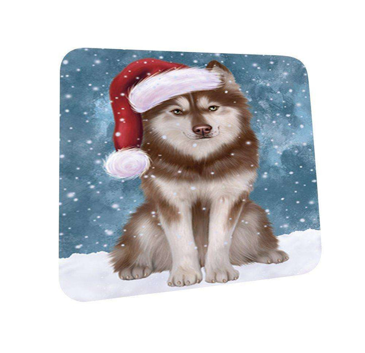 Let It Snow Happy Holidays Husky Dog Christmas Coasters CST316 (Set of 4)