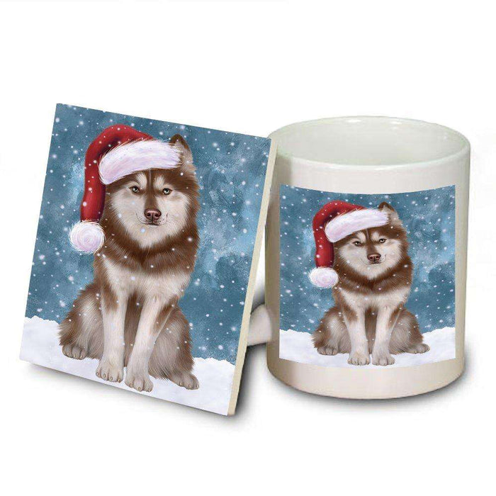 Let It Snow Happy Holidays Husky Dog Christmas Mug and Coaster Set MUC0444