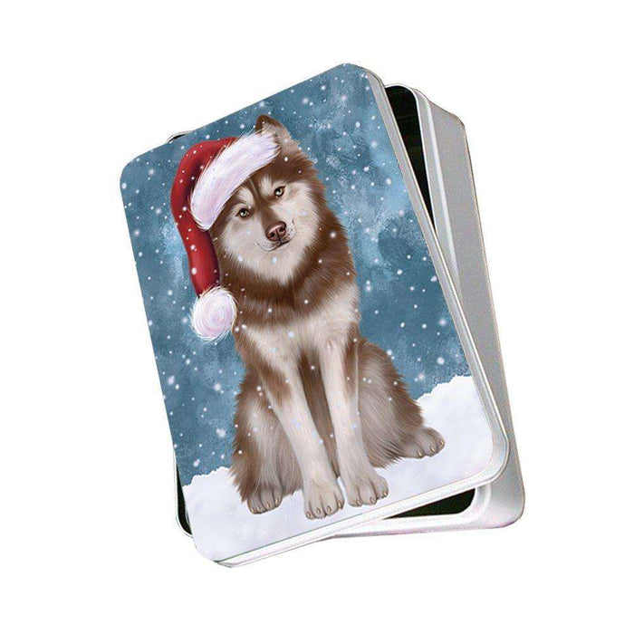 Let It Snow Happy Holidays Husky Dog Christmas Photo Storage Tin PTIN0444