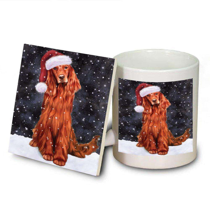 Let It Snow Happy Holidays Irish Setter Dog Christmas Mug and Coaster Set MUC0464