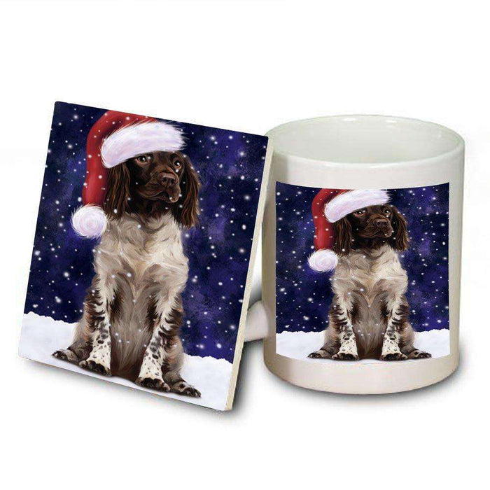 Let It Snow Happy Holidays Munsterlander Dog Christmas Mug and Coaster Set MUC0422