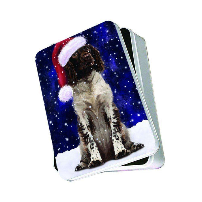 Let It Snow Happy Holidays Munsterlander Dog Christmas Photo Storage Tin PTIN0422