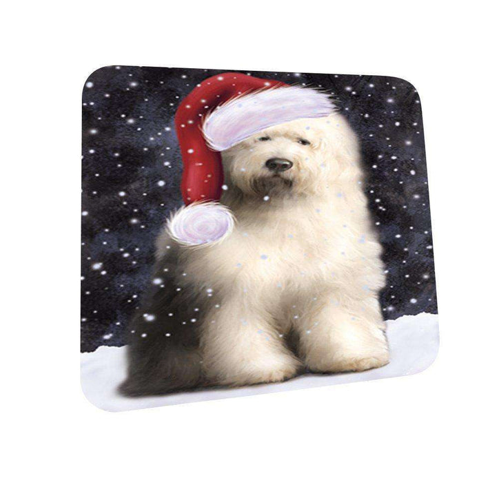 Let It Snow Happy Holidays Old English Sheepdog Christmas Coasters CST186 (Set of 4)