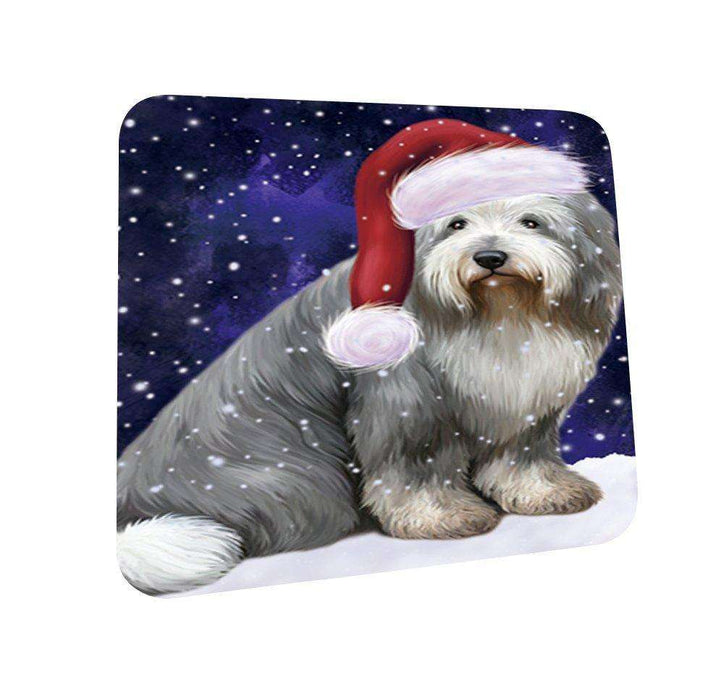 Let It Snow Happy Holidays Old English Sheepdog Christmas Coasters CST318 (Set of 4)