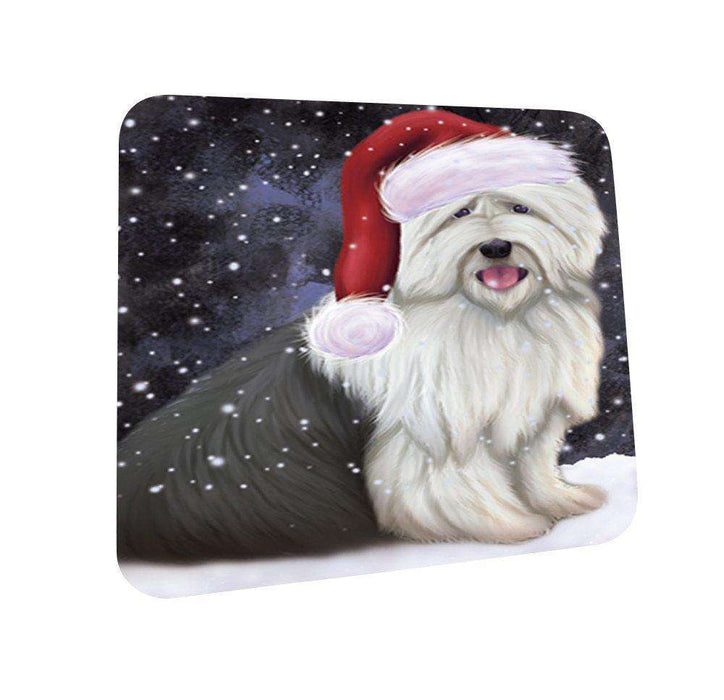 Let It Snow Happy Holidays Old English Sheepdog Christmas Coasters CST319 (Set of 4)