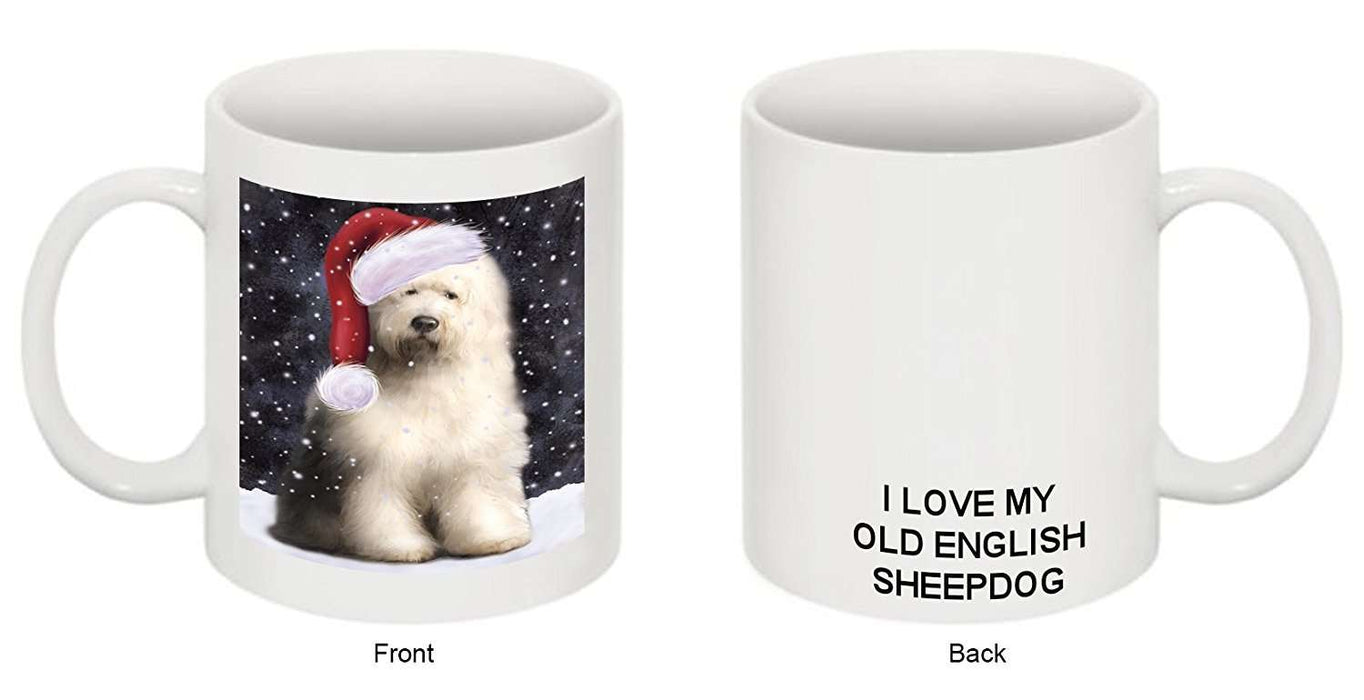 Let It Snow Happy Holidays Old English Sheepdog Christmas Mug CMG0303