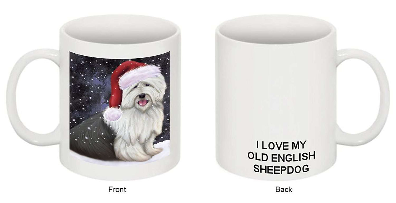 Let It Snow Happy Holidays Old English Sheepdog Christmas Mug CMG0447