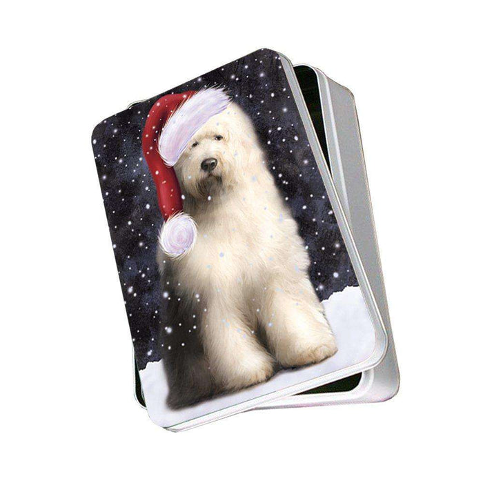 Let It Snow Happy Holidays Old English Sheepdog Christmas Photo Storage Tin PTIN0280