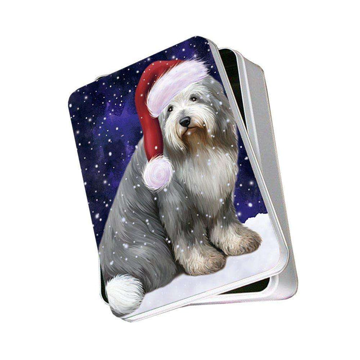 Let It Snow Happy Holidays Old English Sheepdog Christmas Photo Storage Tin PTIN0446