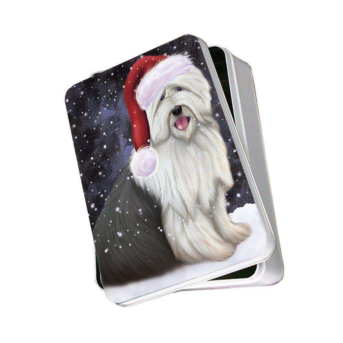 Let It Snow Happy Holidays Old English Sheepdog Christmas Photo Storage Tin PTIN0447