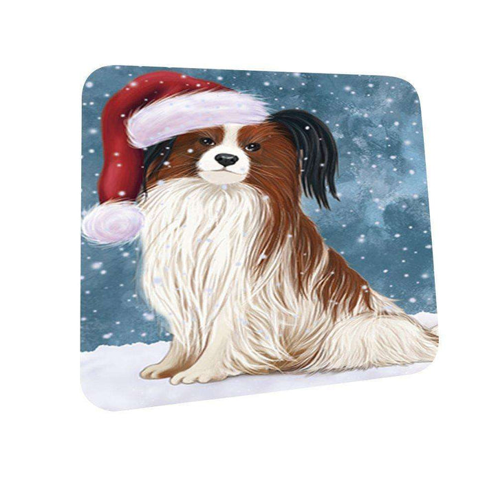 Let It Snow Happy Holidays Papillon Dog Christmas Coasters CST188 (Set of 4)