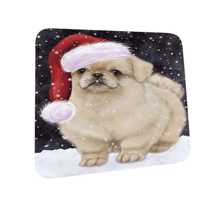 Let It Snow Happy Holidays Pekingese Dog Christmas Coasters CST321 (Set of 4)