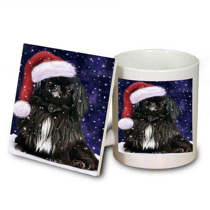 Let It Snow Happy Holidays Pekingese Dog Christmas Mug and Coaster Set MUC0423