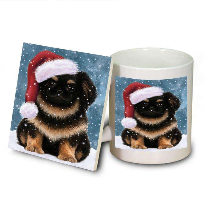 Let It Snow Happy Holidays Pekingese Dog Christmas Mug and Coaster Set MUC0448
