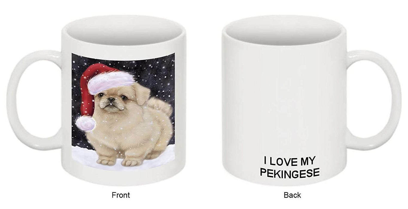 Let It Snow Happy Holidays Pekingese Dog Christmas Mug CMG0449
