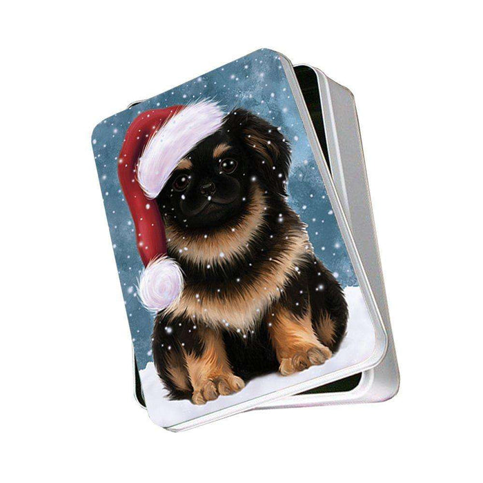 Let It Snow Happy Holidays Pekingese Dog Christmas Photo Storage Tin PTIN0448