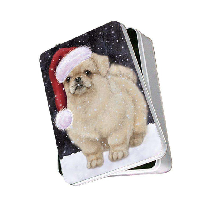 Let It Snow Happy Holidays Pekingese Dog Christmas Photo Storage Tin PTIN0449